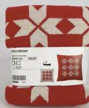 Ikea VINTERFINT Pillow Cushion Cover 50 x 50cm Red/Off White Snowflake New