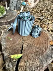 Silver Trash Raccoon fidget toy set - Hand-Painted & decorated Figure - 3D print