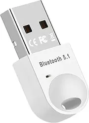Bluetooth 5.1 Adapter for PC, USB Bluetooth Adapter 5.1 EDR, Bluetooth Dongle for Desktop, Laptop, Mouse, Keyboard, Printers, Speakers, Headphones, Supports Windows 11/10/8.1/8/7/XP (White)