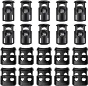 20 Pack Plastic Cord Locks, End Spring Toggle Stopper Slider, 10 Pcs Sing-Hole