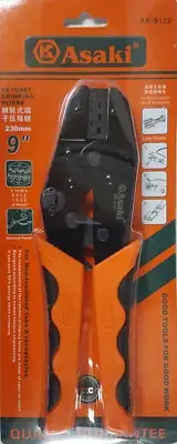 ASAKI AK-9122 Ratchet Non Insulated Lug Spade Pin Terminal Cable Wire Crimper