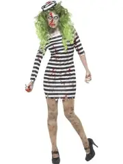Zombie Jail Bird Prisoner Costume Halloween Convict Blood Stained Dress
