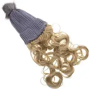 [Vaguelly] Realistic Long Curly Wig Hat for Women Fashionable Hair Extension Beanie Comfortable and Breathable Winter Accessory Instant Style Transformation