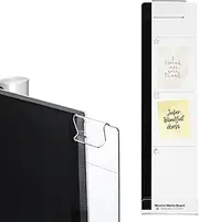 uxcell Monitor Memo Board, Transparent, Black Right with Phone Holder Self-Adhesive Sticky Note Holder Side Note Attachment Computer Accessories for Home Office Computer, 1 Pcs