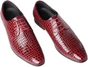 ARSUGMZ Men's Pointed Toe Leather Shoes Stylist Trendy Leather Shoes Glossy Face Stone Pattern(Red,41)
