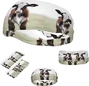 FJWSLCH Cow Headbands for Women Men Non Slip Workout Sweatbands Adjustable Sports Hair Bands Elastic Head Bands Moisture Wicking Hairband for Running, Cycling, Yoga, Spa