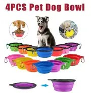 4 Pet Dog Bowl Portable Travel Collapsible Foldable For Food & Water Dish Bowls