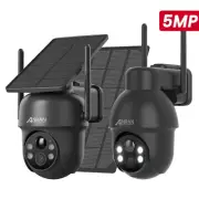 ANRAN 5MP Solar Powered Security Camera Battery Outdoor 2K PTZ Wireless 2-Audio