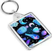 [Destination Vinyl Keyrings] Witch Craft Coven Magic Keyring Potions Pagan Spells Cartoon Keyring #14717, Multi, m