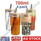 4Pack Boba Cup Bubble Tea Cup 22Oz Wide Mouth Reusable Cups with Lid & Straw