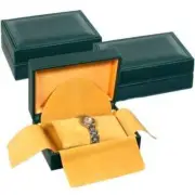 3 Green Faux Leather Watch Bracelet Jewelry Display Gift Boxes 5 3/4" x 4 1/8"