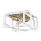 Golden Lighting Camden 2-Light Brushed Champagne Bronze Flush Mount White Raphia