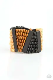 Paparazzi Wood Bracelet Womens/HAUTE In Hispaniola - Black
