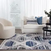 Brand Ventures Mansour Diamond Blue Geometric Rug
