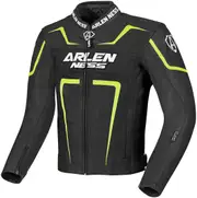 Arlen Ness Motegi Motorcycle Leatherjacket, black-yellow, Size 52 for Men Black Yellow
