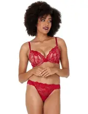 [Pleasure State] My Fit Lace Thong in Jester Red