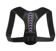 Adjustable Back Shoulder Posture Corrector Belt - Clavicle Spine Support for Reshape, Home, Office, Sport - Upper Back and Neck Brace Black Purple