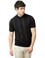 [Ben Sherman] Jacquard Stripe Polo Shirt in Black