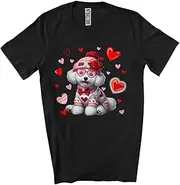 [Generic] Poodle Wearing Heart Sunglasses; Lovely Valentine's Day Hearts; Couple Family Group Unisex T-Shirt