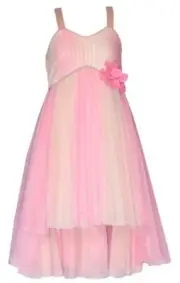 NEW Bonnie Jean Girls Size 14 "PINK YELLOW OMBRE MESH" Jewel Waist Sequins Dress
