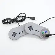 TRIXES Pack of 2 Wired USB Controllers Suitable for Retro Gaming - Joypads Compatible with SNES Emulators and Devices with USB 2.0 Input Ports and