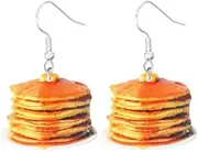 [CrownOfRibbons] Novelty Pancake Stack Dangle Earrings, Food Jewellery, one size, Resin Metal, No Gemstone