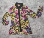Red Camel Women's Sheer Blouse XS Back Cut Out Floral Romance Cottage Core NWT