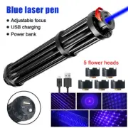 Blue Laser Poin ter Pen Powerful Adjustable SOS Laser Beam Dot Light Torch