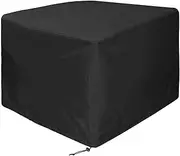 GETMOREBEAUTY Fire Pit Cover Outdoor Patio Garden Square Fire Table Cover Waterproof Dustproof Weatherproof UV Protected 420D Oxford Fabric (135cm(L) x135cm(W) x75cm(H), Black)