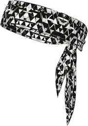 [HVTTIOR] Fashion Modern Black White Gold Triangle Print Multifunctional Sweat Wicking Sports Head Tie Headband for Tennis Basketball Karate