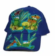 New Youth/Teen Blue Frog Baseball Snapback Cap Hat Bee, Butterfly, Flowers