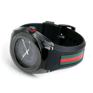 GUCCI YA137107A 古馳 手錶 46mm 黑色面盤 黑色橡膠錶帶 男錶
