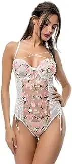 [JINZIJINYU] Women Sexy Lingerie Sexy Women Mesh Embroidery Suspenders Jumpsuit Home Clothes