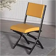 Folding Office Chair with Leather Padded Seat,Portable Stackable Dining Stool with Steel Frame,Padded Chairs for Home,Conference Rooms,Events(Yellow)