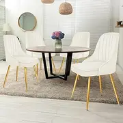 [ALFORDSON] Velvet Dining Chairs Set of 4, Kitchen Chair with Metal Legs & Adjustable Floor Protector, Reading Seating for Home Cafe Coffee Table, Max 150kg, Beige