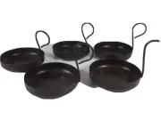 5 Tin Candle Holder w Finger Loop Handle Piller Candles Dark Brown Metal Lot New