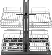 VEVOR Min 15" W Opening Blind Corner Pull Out Organizer, 2 Tier 4 Shelf Kitchen Cabinet Organizer, Chrome Carbon Steel Storage Basket, Slide Out Storage Organizer, Left & Right Open Compatible