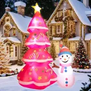 Christmas Pink Cute Tree Snowman Airblown Inflatable Decor Blow Up Holiday Xmas