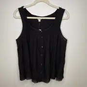 American Eagle Outfitters Womens Black Tank Top Medium Boho Fringe NWT Sheer