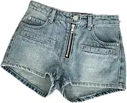 [Generic] Women's Mid Waist Denim Shorts Summer Beach Vacation Slim Mini Trousers
