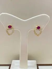 在飛比找Yahoo!奇摩拍賣優惠-紅寶石鋯石純黃金24K金耳環，超值優惠價7380元，現貨商品