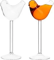 Ciieeo 2pcs Cocktail Glass Bird Shaped Martini Glasses 150ml Wine Glass Goblets Whiskey Margarita Aperitif Bar Pub Martini Glasses for Kitchen Bar Party Wedding