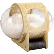 Cat Dog Wooden Modern Pet Bed House Spaceship Space Capsule with Cushion