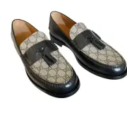Gucci 673817 Millenial Ribot Supreme GG Men's leather tassle loafers, sz G13