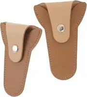 Mikinona 2 Pcs Nail Scissors Cuticle Trimmer Covers Cuticle Clipper Covers Hairdresser Scissor Bag Pliers Pouch Trimmer Protective Cases Scissor Case Manicure Trimmer Covers Leather Coffee