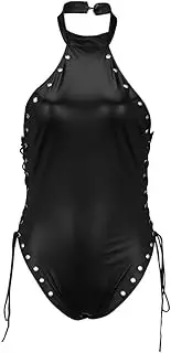 [GRRKDFQ] Women's Lingerie Sets Side Lace-Up Hanging Neck Backless Bodysuit