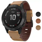StrapsCo Thick Leather Watch Band Strap for Garmin Fenix 5 / 6 / Forerunner 945