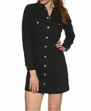 Levi’s Button Front Long Sleeve Ellie Denim Dress Black Womens Size Large