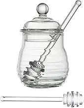 BRIGHTFUFU 1Set Transparent Honey Jar with Lid and Stirring Rod Honey Dispenser for Home Kitchen for Storing Honey Syrup and Dry Foods