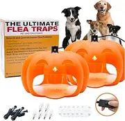 Flea Traps for Inside Your Home, 2 Packs Indoor Flea Killer Trap with Light & Switch Safe for Kid & Pet, Pest Control Trapper House Insect Killer Bed Bug Trap, Pumpkin